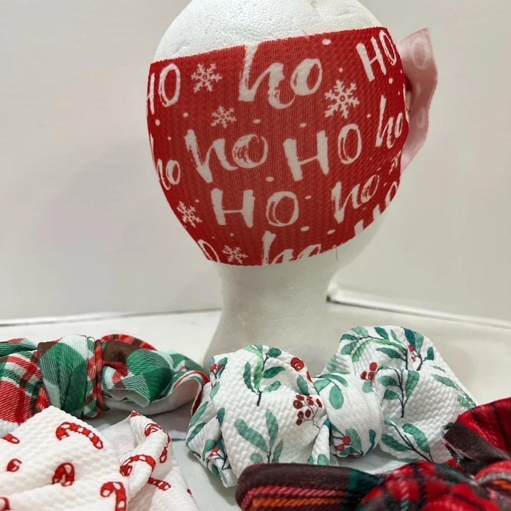 Festive Holiday Bow Headbands. Set of 5